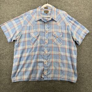 Plainsman Shirt Mens XXL Pearl Snap On Short Sleeve Western Rodeo Ranch Barn‎